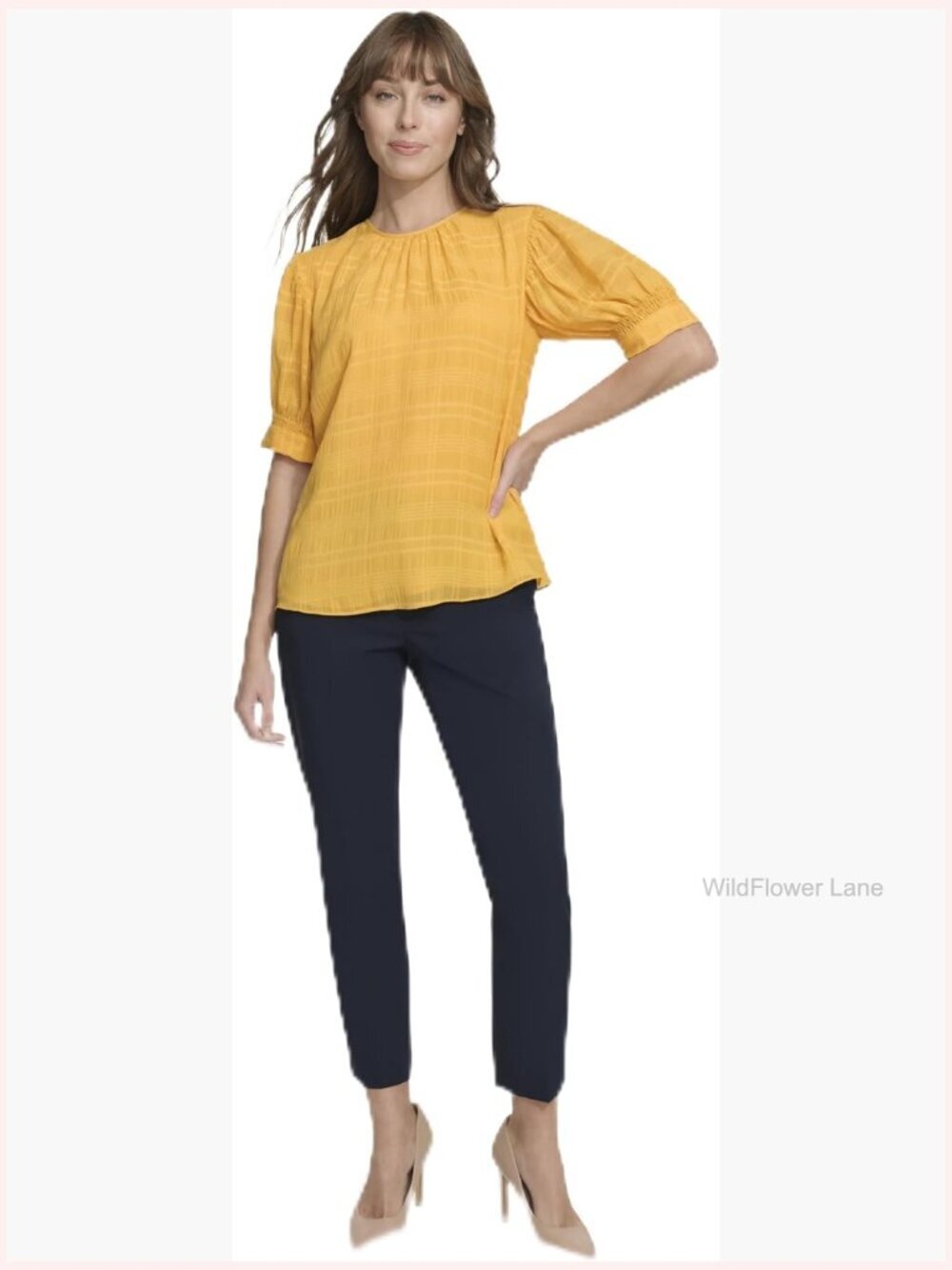 3/4 Sleeve Knit Top - Regular Fit - Cotton Blend - Stretchable - Work